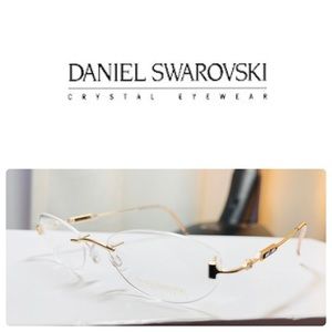 Daniel Swarovski Crystal Eyeglasses S117, 23KT Gold Plated Rimless, Austria